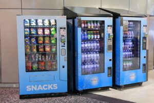 Melbourne Australia - April 18, 2015: Snack Vending machine sells snacks and beverage at Melbourne International airport.