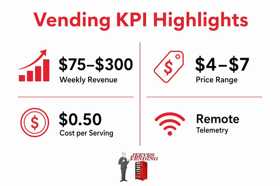 Infographic showing vending machine key performance stats for gyms