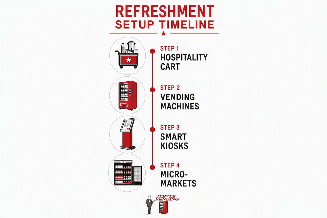 Infographic illustrating refreshment setup timeline