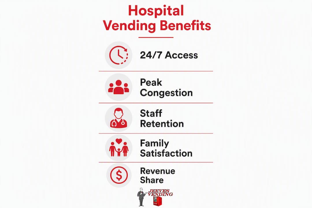 Infographic showing hospital vending benefits in steps