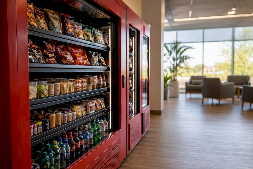 Fresh snacks on vending micro-market shelf