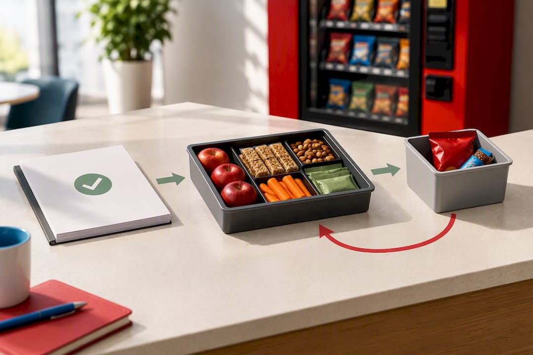 Isometric office vending policy enforcement flow