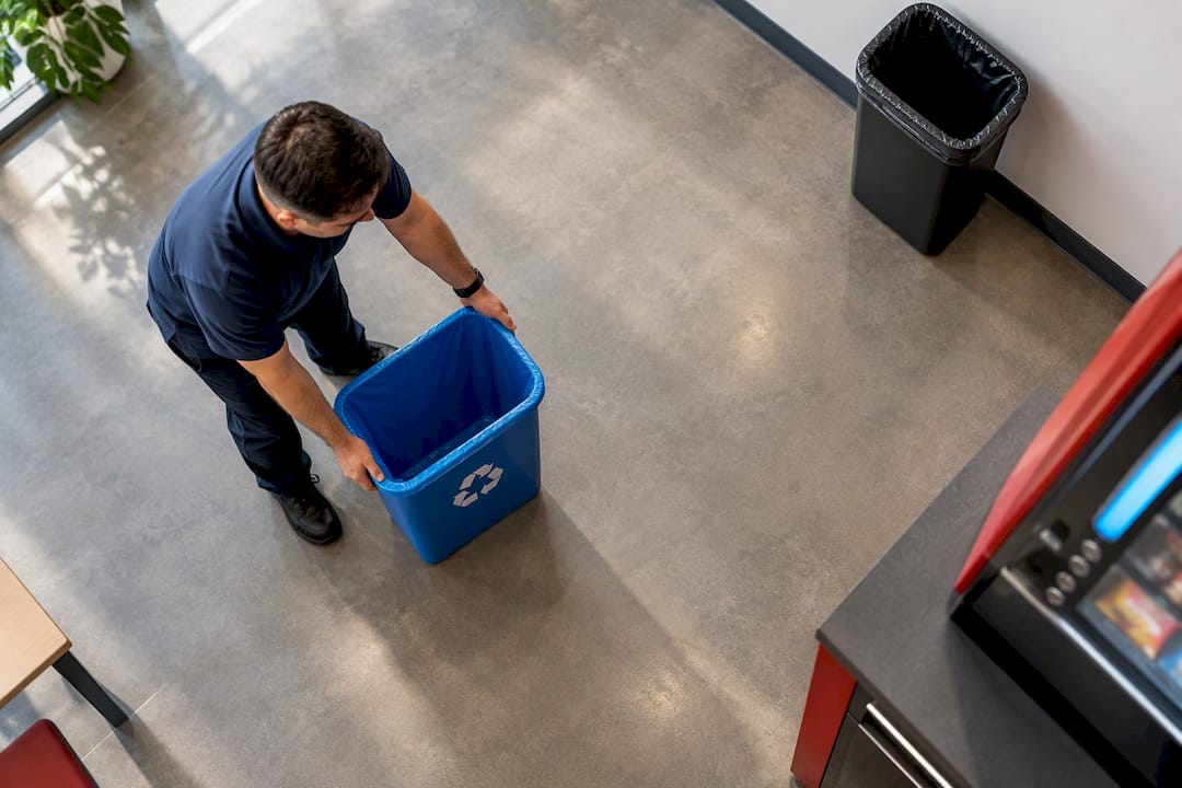 Clear floor space beside breakroom controls
