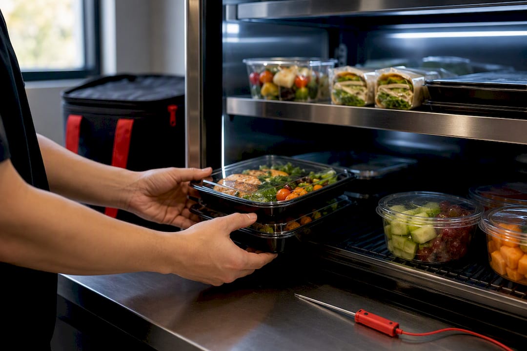 Fresh meals being replenished in cooler