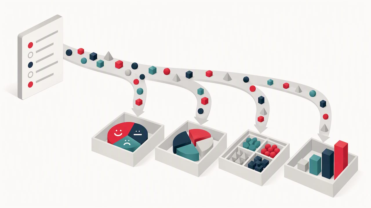 Illustration of survey answers becoming snack insights