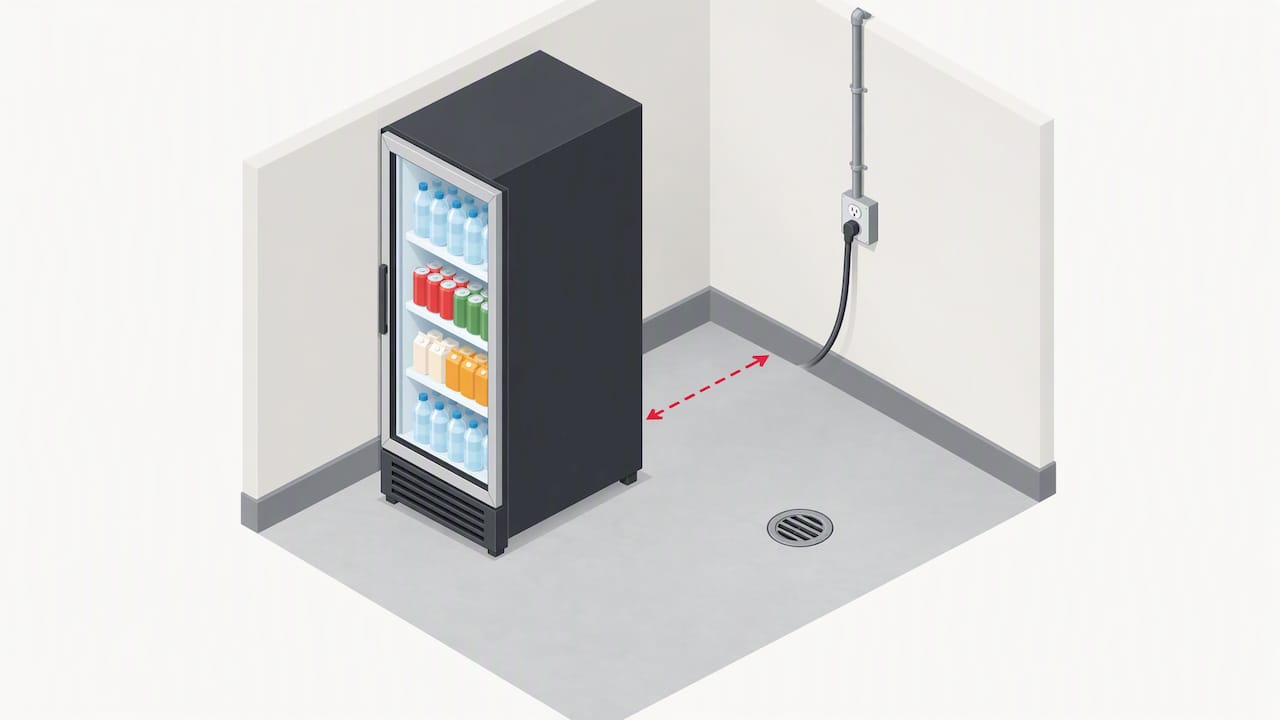 Cooler placement with utilities and service clearance